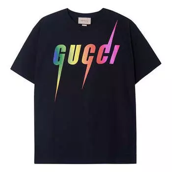 Футболка GUCCI Rainbow Gucci Blade Tee 'Black', черный