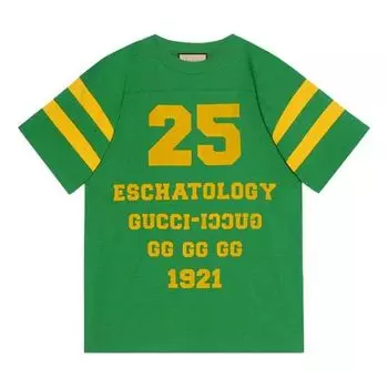 Футболка Gucci SS21 1921 Series Alphabet Printing Casual Short Sleeve Unisex Green, зеленый