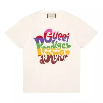Футболка Gucci SS21 Prodige dAmour Printing Round Neck T-Shirt 'Beige'