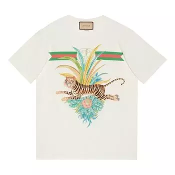 Футболка GUCCI SS22 GG Men Tiger Cotton T-Shirt 'White', белый