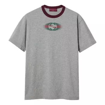 Футболка Gucci SS25 Interlocking G Shadow Print T-Shirt 'Grey Ancora', серый