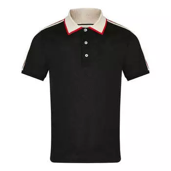 Футболка GUCCI Striped Logo Short-sleeved Polo Shirt Black, черный
