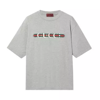 Футболка Gucci Web Logo T-Shirt Grey Melange, серый