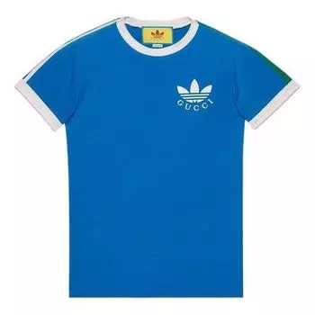 Футболка Gucci x adidas Trefoil Print T-Shirt 'Blue', синий