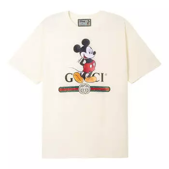 Футболка Gucci x Disney Jointly Signed Retro Printing GS White, кремовый