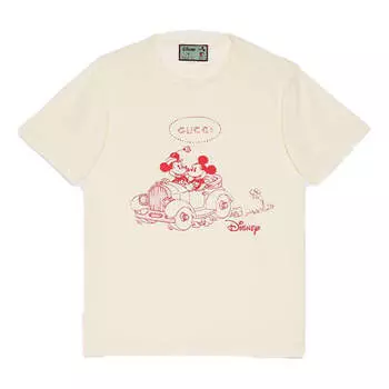 Футболка GUCCI x Disney Year Of The Rat Limited Mickey Printed Retro For Men Beige, цвет creamy