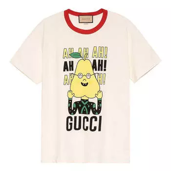 Футболка Gucci X Pablo Delcielo Pear Print Cotton T-shirt 'White', белый