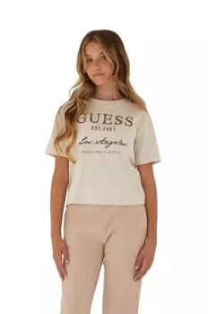 Футболка Guess из хлопка, бежевый