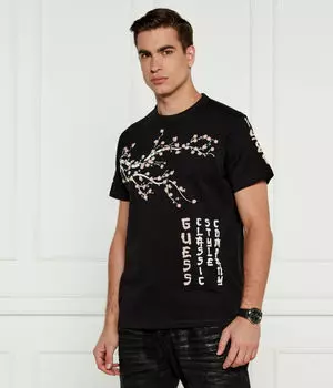 Футболка Guess Jeans с изображением японского дерева, черный