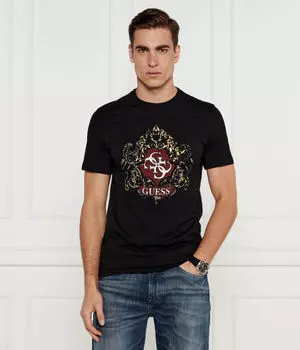 Футболка Guess Jeans Slim Fit с принтом, черный