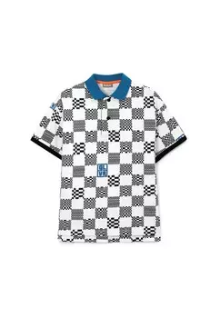 Футболка поло Gulliver в клетку, черно-белый