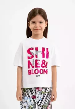 Футболка Gulliver с аппликацией из пайеток, белый