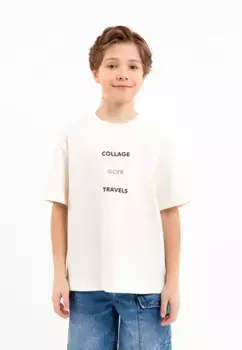 Футболка Gulliver с классными принтами шрифтов, бежевый