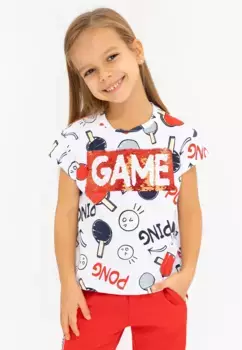 Футболка Gulliver с модными двусторонними пайетками, цвет Wei-Mehrfarbig