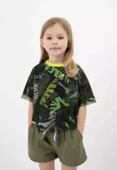 Футболка Gulliver со стильным сетчатым декором, хаки