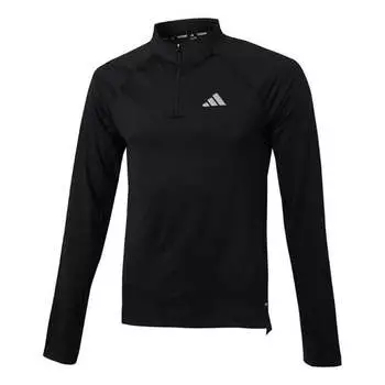 Футболка gym+ training 1/4-zip long sleeve t-shirt Adidas, черный