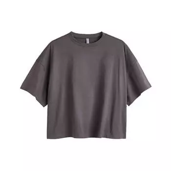 Футболка H&amp;M+ Cotton, тёмно-серый