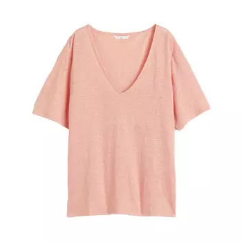 Футболка H&amp;M Linen Jersey, персиковый
