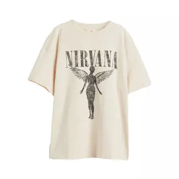 Футболка H&amp;M Oversized Nirvana, светло-бежевый