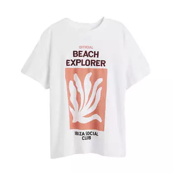 Футболка H&amp;M Printed Beach Explorer, белый