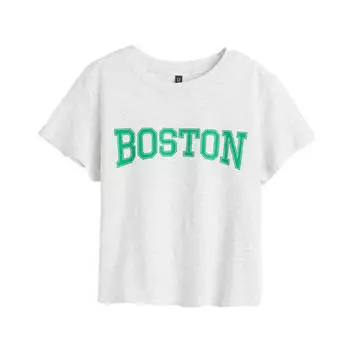 Футболка H&amp;M Printed Boston, светло-серый
