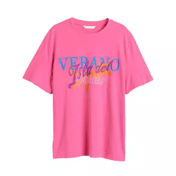 Футболка H&amp;M Printed Veranо, розовый