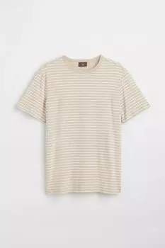 Футболка H&M Regular Fit Linen-blend, светло-бежевый