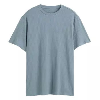 Футболка H&amp;M Regular Fit Ribbed Cotton, серо-голубой