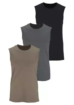 Футболка H.I.S Muscle, оливково-зеленый, черный, темно-серый