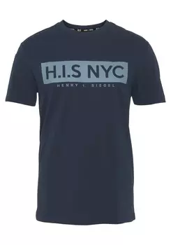 Футболка H.I.S, темно-синий/светло-голубой