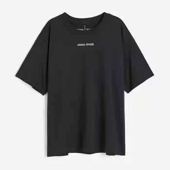 Футболка H&M Boxy Printed Ariana Grande, черный
