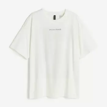 Футболка H&M Boxy Printed Ariana Grande, кремовый