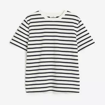 Футболка H&M Cotton, белый/темно-синий