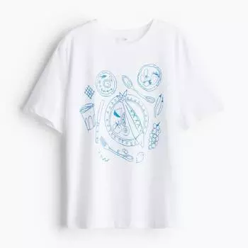 Футболка H&M Cotton Picnic Food, белый