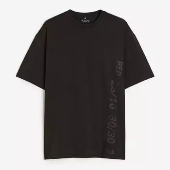Футболка H&M DryMove Printed Sports, черный