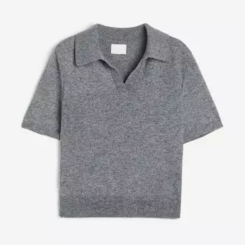 Футболка H&M Fine-knit Polo, серый