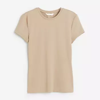 Футболка H&M Fitted Microfiber, бежевый