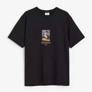 Футболка H&M Geothermal Research COOLMAX Relaxed Fit , черный