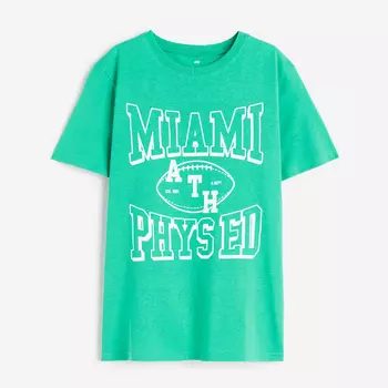 Футболка H&M Kids Jersey With A Print Miami, зеленый