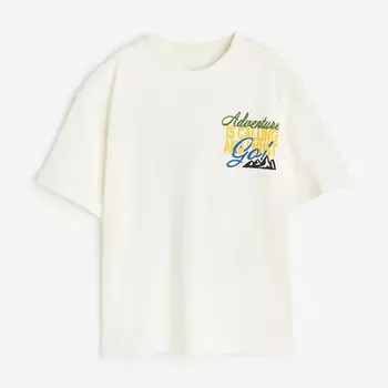 Футболка H&M Kids Oversized Jersey Adventure, белый