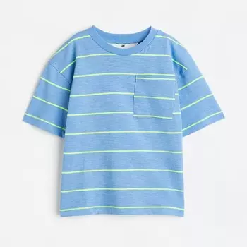 Футболка H&M Kids Oversized Jersey, голубой/светло-зеленый