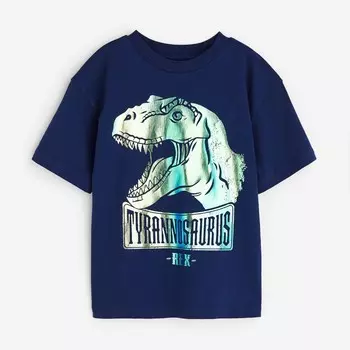 Футболка H&M Kids Oversized Jersey Tyrannosaurus Rex, темно-синий