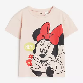 Футболка H&M Kids Print Minnie Mouse, пудрово-розовый