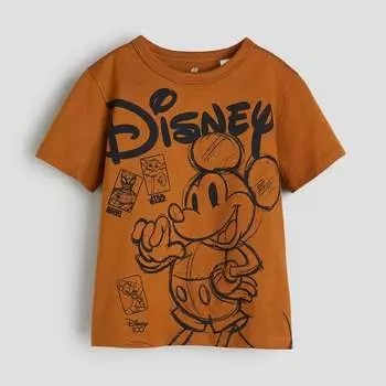 Футболка H&M Kids Printed Cotton Disney, коричневый