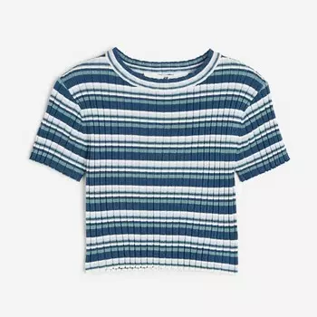 Футболка H&M Kids Rib-knit, бирюзовый