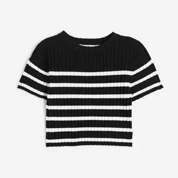 Футболка H&M Kids Rib-knit, черный