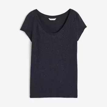 Футболка H&M Linen-blend, темно-синий