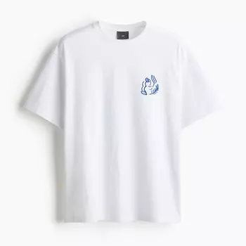 Футболка H&M Loose Fit Printed Aura Artist House, белый
