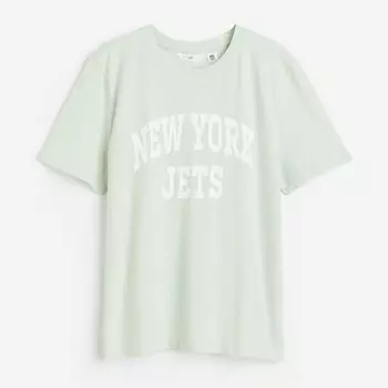 Футболка H&M Motif New York Jets, светло-зеленый