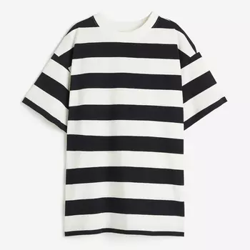Футболка H&M Oversized, белый/черный